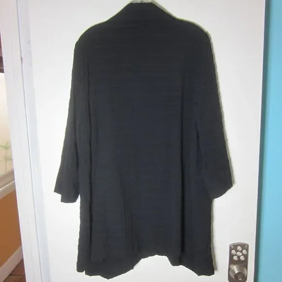 Moonlight Y&S Womens Size XL Textured Black Cotton Oversized 3/4 Sleeve Jacket